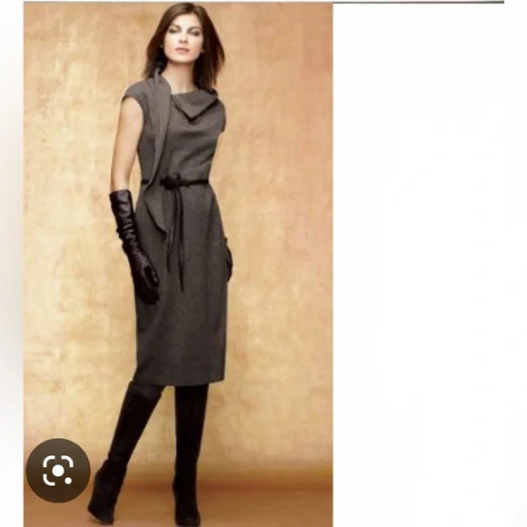 Dresses | Lafayette 148 Gray Flanellato Asymmetrical Detailed Cap Sleeve  Dress 1 | Poshmark